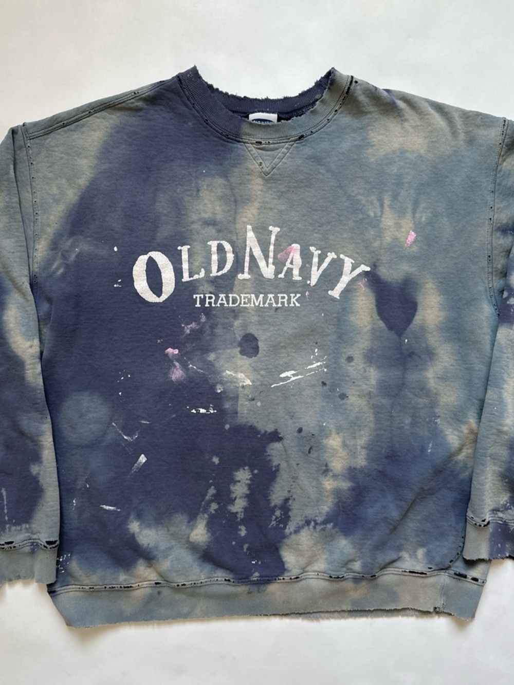 Vintage old navy distressed painter crewneck tie dye sweater